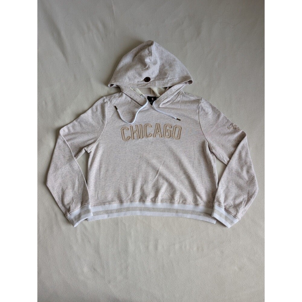 FISLL Chicago Bulls Crop Top Hoodie Heather Gray Embroidered Womens M Rare NBA